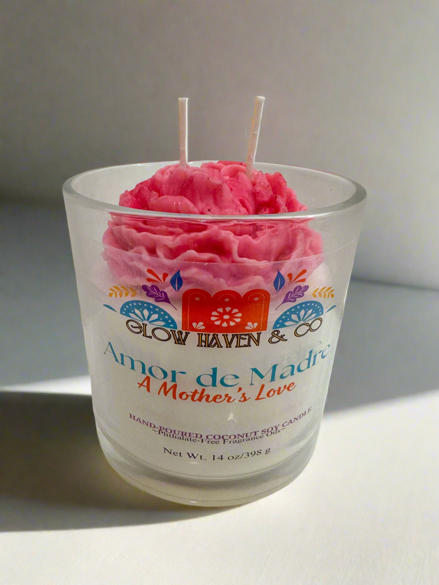 Flores de Amor Rose Candle Collection – 14 oz Hand-Poured, 3 Scents