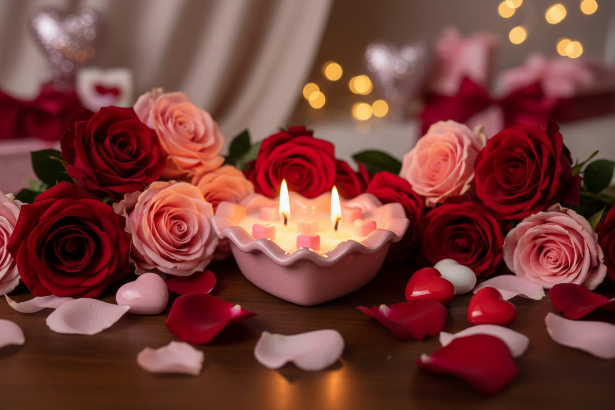 Valentine Heart Shaped Soy Candle – 5 oz Ceramic Vessel, 3 Scents