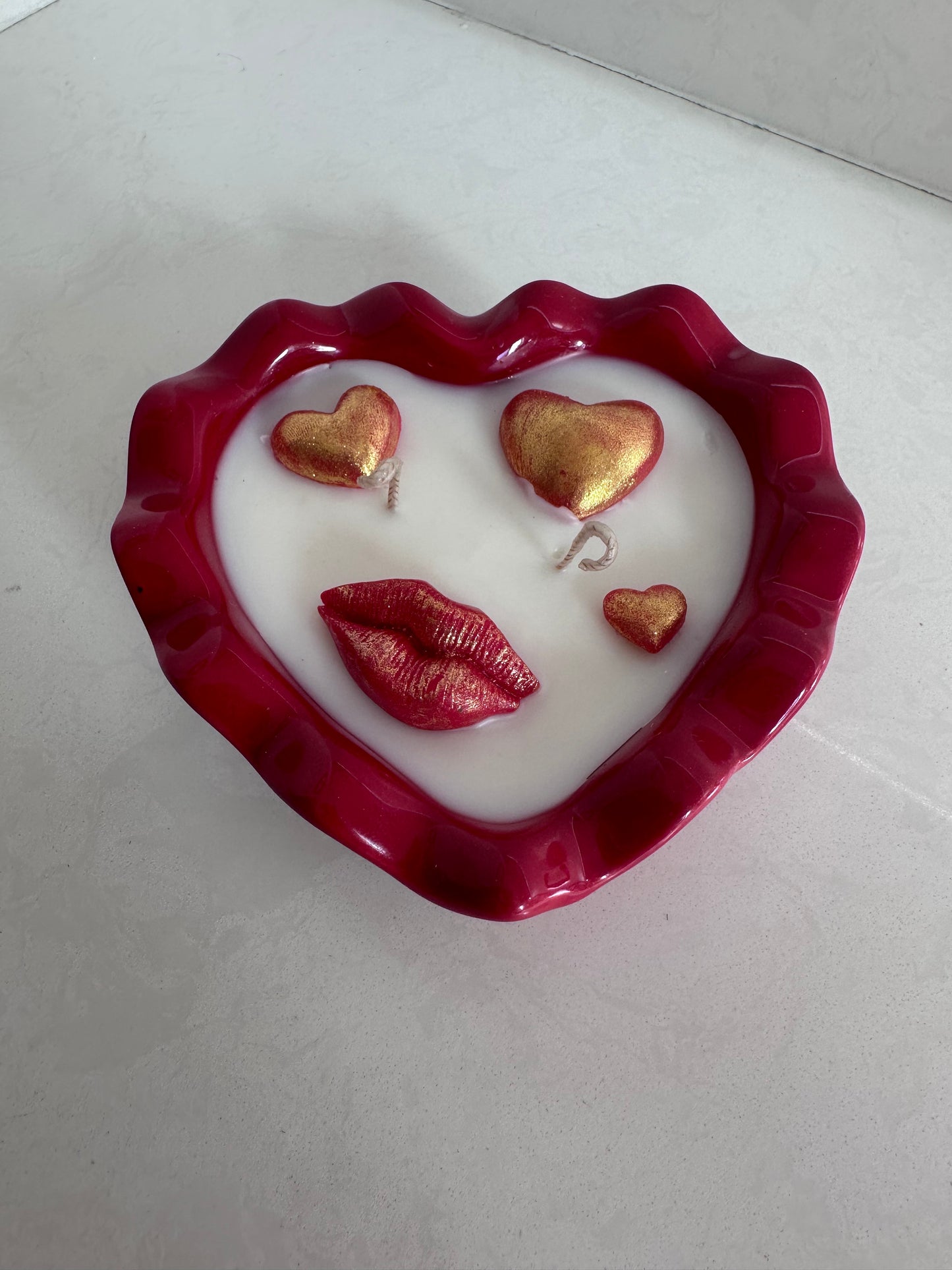 Valentine Heart Shaped Soy Candle – 5 oz Ceramic Vessel, 3 Scents