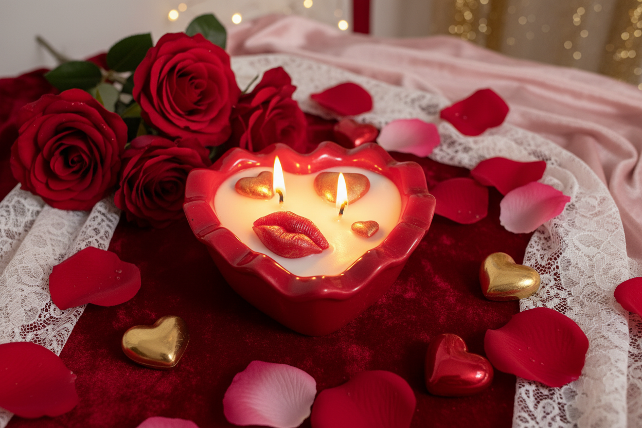 Valentine Heart Shaped Soy Candle – 5 oz Ceramic Vessel, 3 Scents
