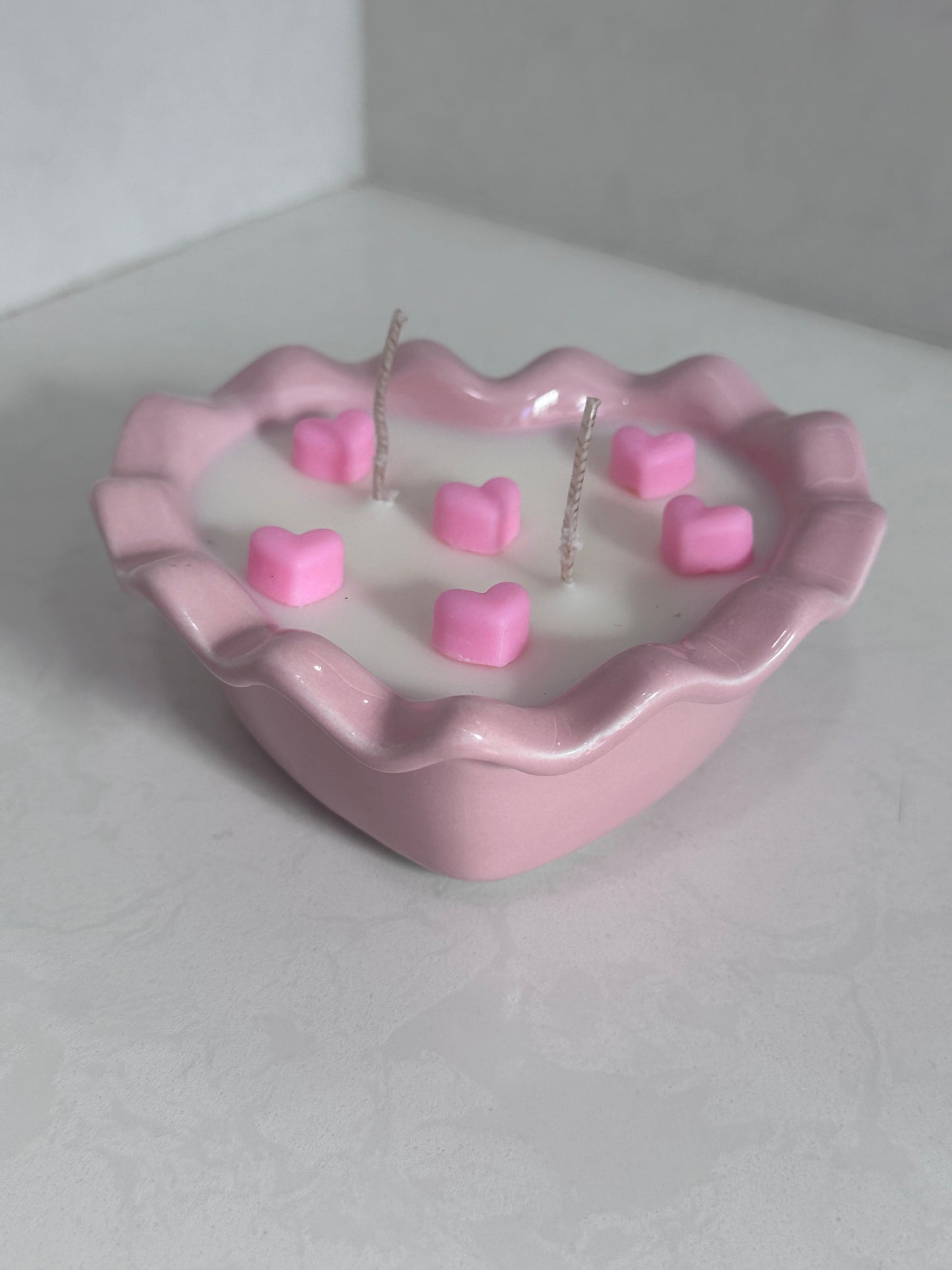 Valentine Heart Shaped Soy Candle – 5 oz Ceramic Vessel, 3 Scents