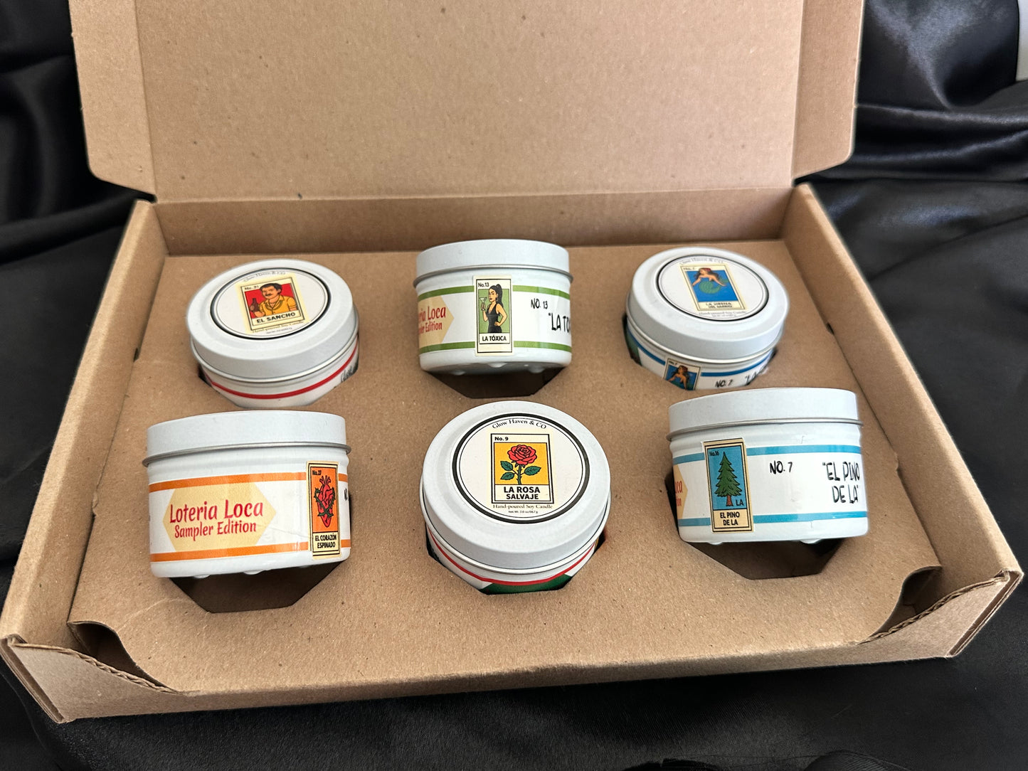 Loteria Loca Candle Sampler Box – 6 x 2 oz Soy Candles, Gift Set
