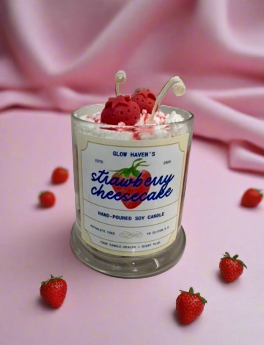 Strawberry Cheesecake Soy Candle – 11 oz Hand-Poured