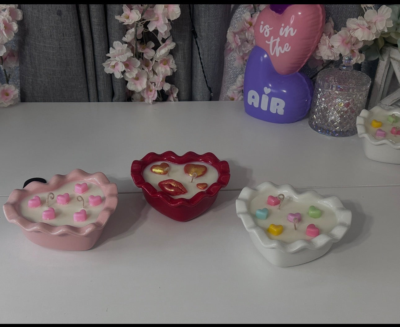 Valentine Heart Shaped Soy Candle – 5 oz Ceramic Vessel, 3 Scents