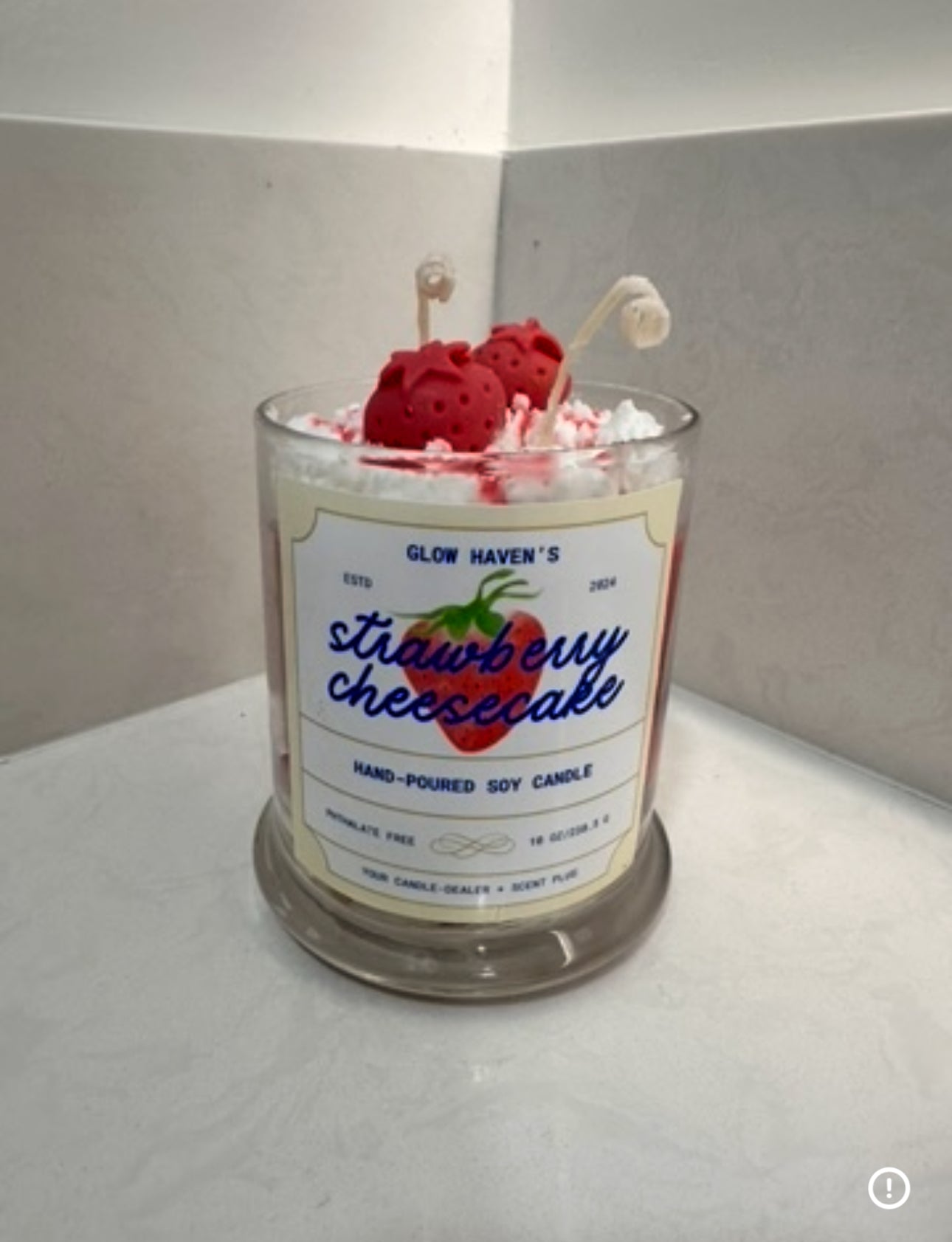 Strawberry Cheesecake Soy Candle – 11 oz Hand-Poured